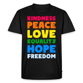 GENTILLESSE PAIX AMOUR ÉGALITÉ ESPOIR LIBERTÉ - T-shirt Premium bio Homme - noir - Devant - Nico (187cm)