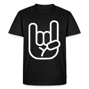 Symbole de la main Rock Punk Metal - T-shirt Premium bio Homme - noir - Devant - Nico (187cm)