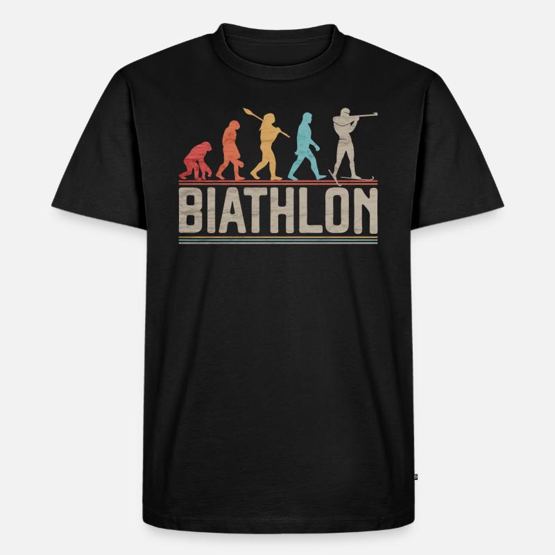 Die Evolution des Biathlon-Langlaufs - Männer Premium Bio T-Shirt - Schwarz