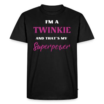 Je suis un TWINKIE et c’est mon superpouvoir, la fête des mères - T-shirt Premium bio Homme - noir - Devant - Nico (187cm)