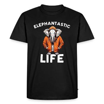 Elephantastic Life - Elephant Design - Men's Premium Organic T-Shirt - black - Front - Nico (187cm)