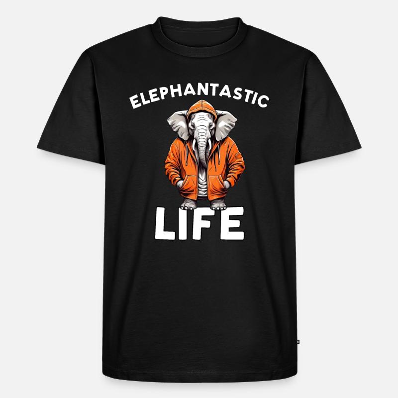 Elephantastic Life - Elefantendesign - Männer Premium Bio T-Shirt - Schwarz