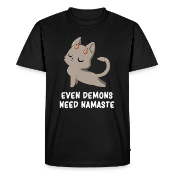 Yoga - Yoga Cat - Fun Yoga - Evil Yoga - Yoga Love - Men's Premium Organic T-Shirt - black - Front - Nico (187cm)