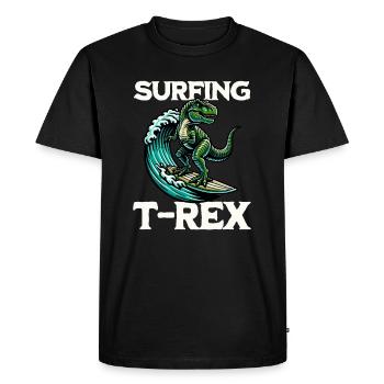 Surfing T-Rex - Men's Premium Organic T-Shirt - black - Front - Nico (187cm)