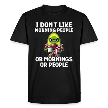 Je n’aime pas les gens du matin ou les matins ou les gens - T-shirt Premium bio Homme - noir - Devant - Nico (187cm)