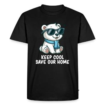 Changement climatique Réchauffement de la planète Jour de la Terre Ours polaire - T-shirt Premium bio Homme - noir - Devant - Nico (187cm)