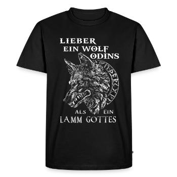 Wolf Odins Lamm Gottes - Männer Premium Bio T-Shirt - Schwarz - Vorne - Nico (187cm)