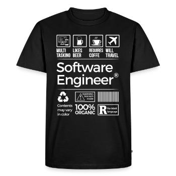 Geek: Software Engineer - Männer Premium Bio T-Shirt - Schwarz - Vorne - Nico (187cm)