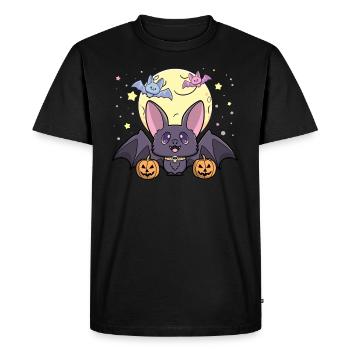 Mignon kawaii pastel goth chauve-souris halloween citrouilles amusant - T-shirt Premium bio Homme - noir - Devant - Nico (187cm)