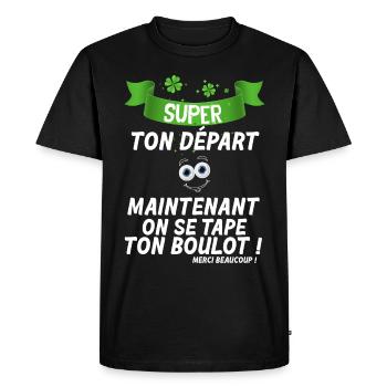 Collègue Part Pas ! Cadeau Humour Départ Collègue - T-shirt Premium bio Homme - noir - Devant - Nico (187cm)