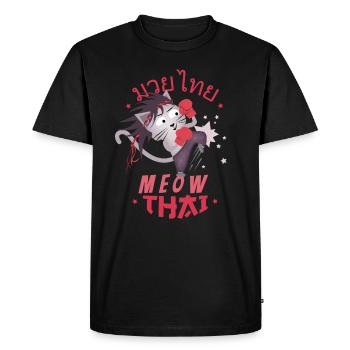 Meow Thai Cat Fighter - Muay Thai - Funny Cats - Men's Premium Organic T-Shirt - black - Front - Nico (187cm)