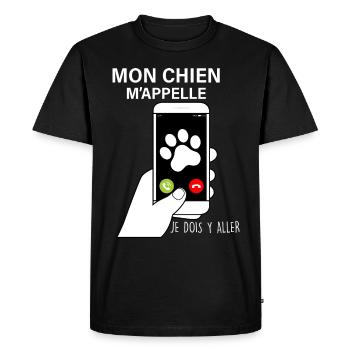Mon Chien m'appelle Chien Humour - T-shirt Premium bio Homme - noir - Devant - Nico (187cm)