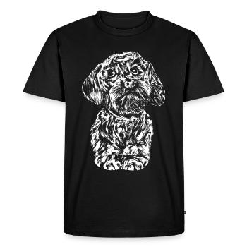 Fidèle chien bâtard avec de grands yeux. - T-shirt Premium bio Homme - noir - Devant - Nico (187cm)