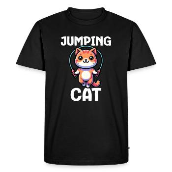 Chat sauteur - T-shirt Premium bio Homme - noir - Devant - Nico (187cm)