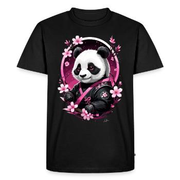 Panda japon rose asie - T-shirt Premium bio Homme - noir - Devant - Nico (187cm)