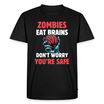 Les zombies mangent la cervelle, ne vous inquiétez pas, vous êtes en sécurité - T-shirt Premium bio Homme - noir - Devant - Nico (187cm)