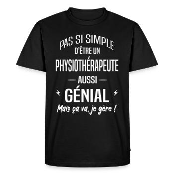 Physiothérapeute - T-shirt Premium bio Homme - noir - Devant - Nico (187cm)