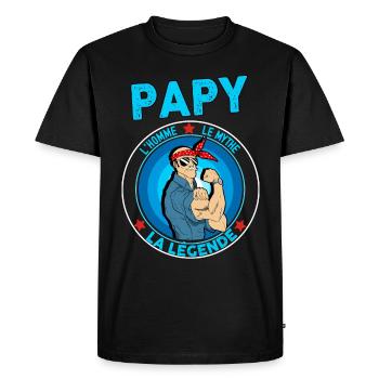 Papy le mythe la légende Humour Grand Père Vintage - T-shirt Premium bio Homme - noir - Devant - Nico (187cm)