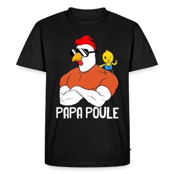 Mon Papa poule Et moi Cadeau Humour père - T-shirt Premium bio Homme - noir - Devant - Nico (187cm)