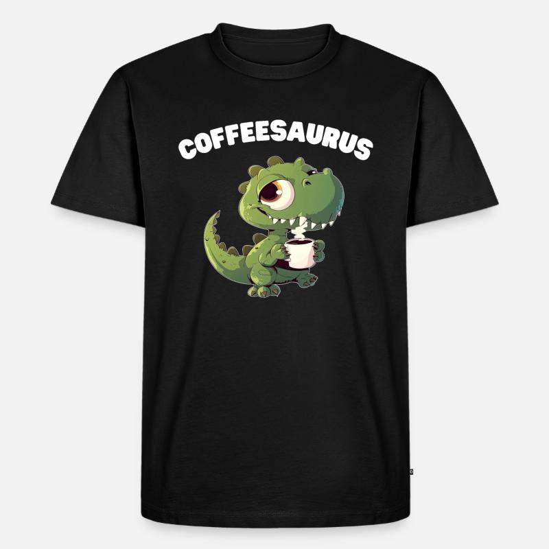 Coffeesaurus - Männer Premium Bio T-Shirt - Schwarz
