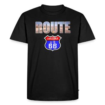 Route 66 - Men's Premium Organic T-Shirt - black - Front - Nico (187cm)
