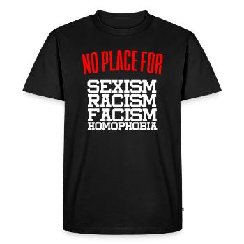 Homophobie fascisme sexisme - T-shirt Premium bio Homme - noir - Devant - Nico (187cm)