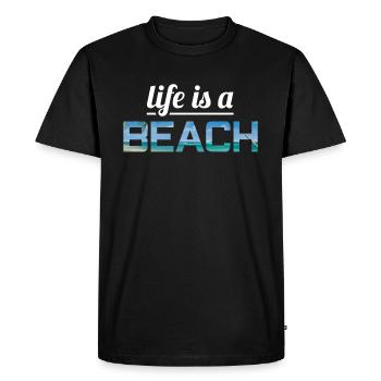 La vie est une plage - T-shirt Premium bio Homme - noir - Devant - Nico (187cm)