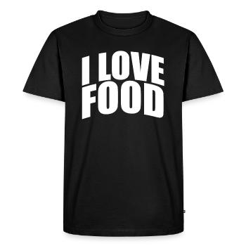 J'aime la nourriture - T-shirt Premium bio Homme - noir - Devant - Nico (187cm)