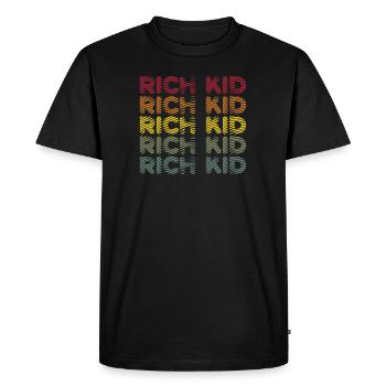 Richesse monétaire - Rich Kid - T-shirt Premium bio Homme - noir - Devant - Nico (187cm)