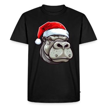 Nilpferd Weihnachten Tier Kopf - Männer Premium Bio T-Shirt - Schwarz - Vorne - Nico (187cm)