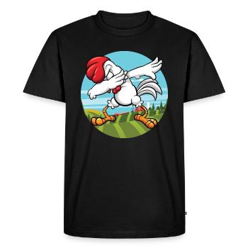 Dabbing Poulet | Coq d'animal de ferme dansant - T-shirt Premium bio Homme - noir - Devant - Nico (187cm)