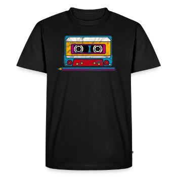 Mixtape cassette cassette cassette 80 rétro 90 - T-shirt Premium bio Homme - noir - Devant - Nico (187cm)