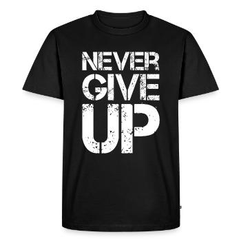 Never give up - T-shirt Premium bio Homme - noir - Devant - Nico (187cm)