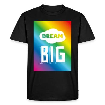 Rainbow Flow Dream Big Pride T-Shirt Design - Men's Premium Organic T-Shirt - black - Front - Nico (187cm)
