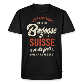 Suisse Bogosse Cadeau Humour Suisses - T-shirt Premium bio Homme - noir - Devant - Nico (187cm)