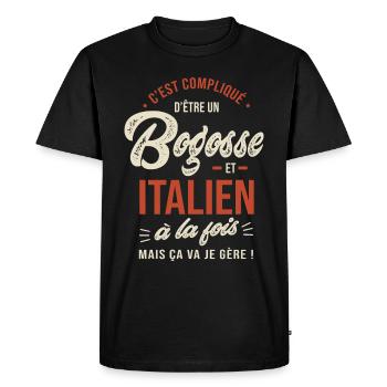 Italien Bogosse Cadeau Humour Italie - T-shirt Premium bio Homme - noir - Devant - Nico (187cm)