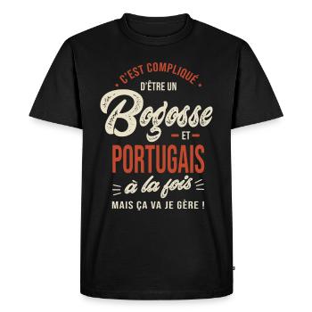 Portugais Bogosse Cadeau Humour Portugal - T-shirt Premium bio Homme - noir - Devant - Nico (187cm)