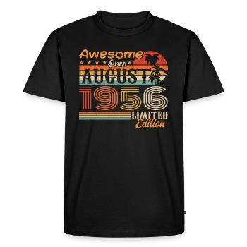 1956 Août Idée cadeau Août 1956 - T-shirt Premium bio Homme - noir - Devant - Nico (187cm)