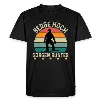 Mountains up, worries down - Men's Premium Organic T-Shirt - black - Front - Nico (187cm)