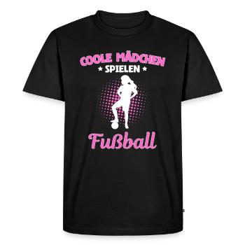 Fille cool jouant au football - T-shirt Premium bio Homme - noir - Devant - Nico (187cm)