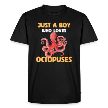 Just A Boy Who Loves Octopuses - Men's Premium Organic T-Shirt - black - Front - Nico (187cm)