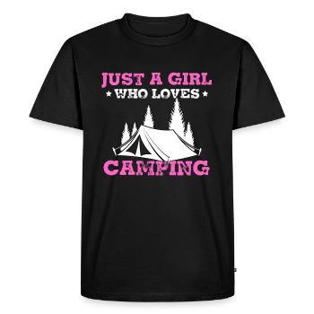 Juste une fille qui aime le camping - T-shirt Premium bio Homme - noir - Devant - Nico (187cm)
