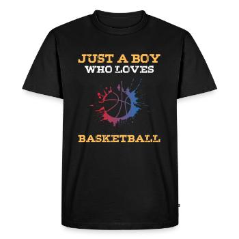 Juste un garçon qui aime le basket-ball - T-shirt Premium bio Homme - noir - Devant - Nico (187cm)