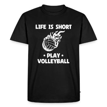 Life Is Short Play Volleyball - Men's Premium Organic T-Shirt - black - Front - Nico (187cm)
