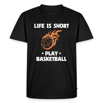 La vie est courte Jouer au basket-ball - T-shirt Premium bio Homme - noir - Devant - Nico (187cm)