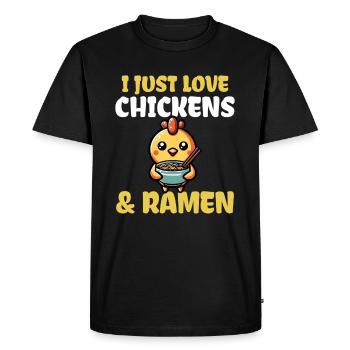 J’adore les poulets et les ramen - T-shirt Premium bio Homme - noir - Devant - Nico (187cm)