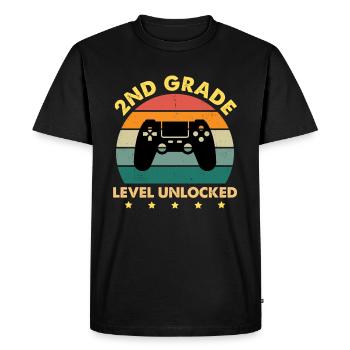 Niveau 2e année Débloqué Vintage Sunset - T-shirt Premium bio Homme - noir - Devant - Nico (187cm)