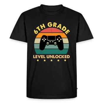 Niveau 6e année Débloqué Vintage Sunset - T-shirt Premium bio Homme - noir - Devant - Nico (187cm)