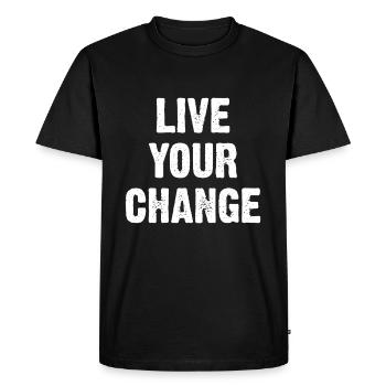 Live Your Change - Men's Premium Organic T-Shirt - black - Front - Nico (187cm)