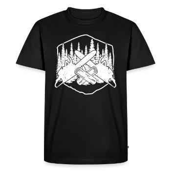 WOODEN SAW CHAINSAW GIFT FOREST FÖRSTER PROFESSION - Men's Premium Organic T-Shirt - black - Front - Nico (187cm)